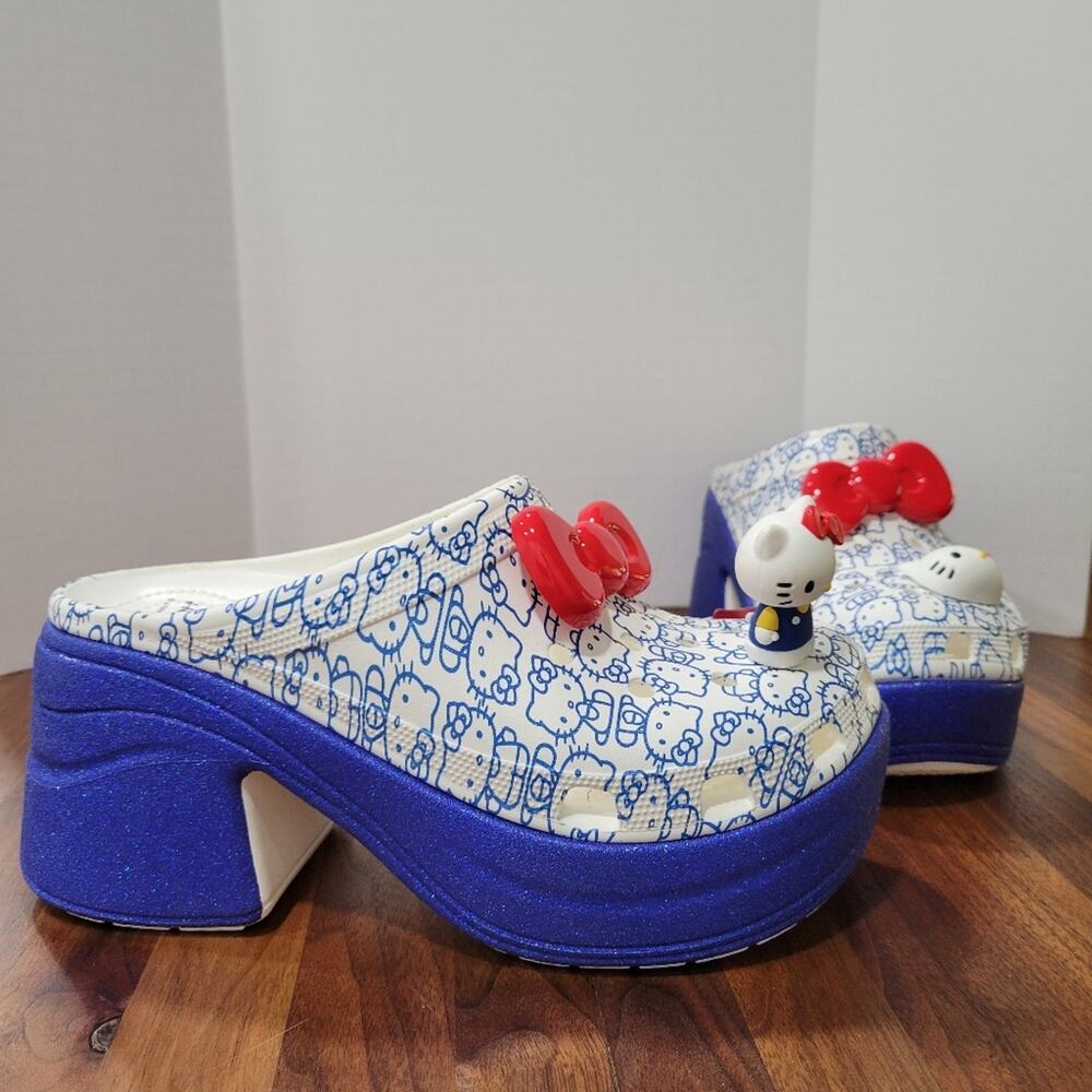 Crocs Hello Kitty 50th Anniversary Blue Glitter Siren Clog Women's 12 Men's 10